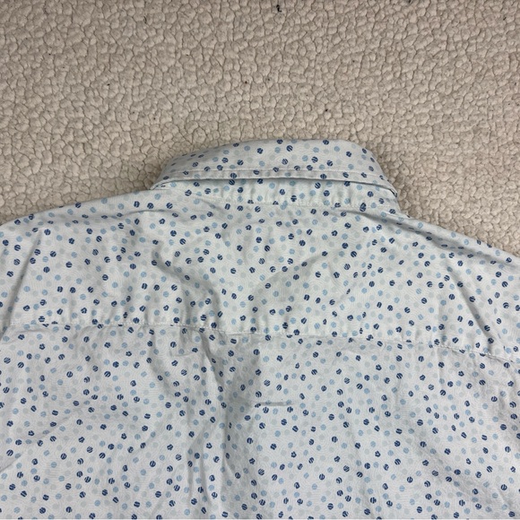 UNTUCKit Regular Fit Men’s Blue Dot White X-Large Short Sleeve Button Down Shirt - Picture 7 of 12